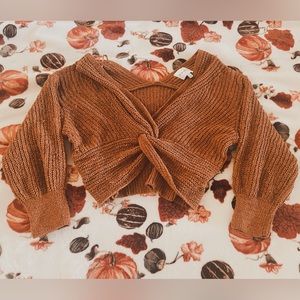 Off-the-shoulder crop knit sweater
